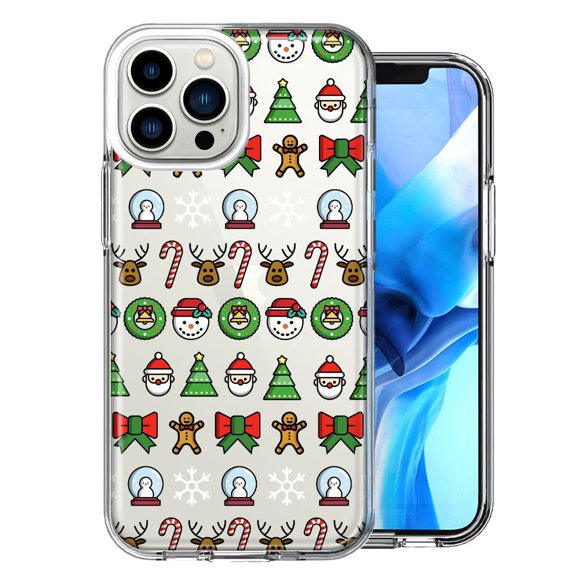 MUNDAZE Case for Apple iPhone 15 Pro Max Slim Hard Shell Soft TPU Hybrid Shockproof Heavy Duty Protective Phone Cover - Classic Christmas Polka Dots Santa Snowman Reindeer Candy Cane Design