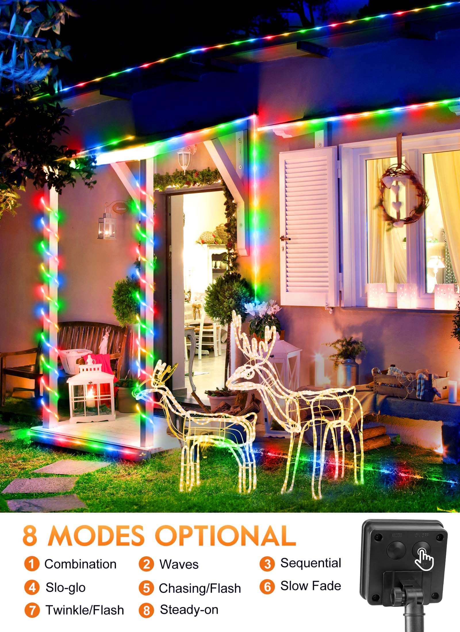 Solar Rope Lights, 39FT 100LED IP65 Waterproof Outdoor Solar String Lights with 8 Lighting Modes for Party, Garden, Yard, Home,  Tree Decoration