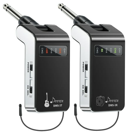 Wireless Guitar Plug - New Version Donner Rechargeable Wireless Guitar System DWS-3 Digital Guitar Bass Audio Transmitter and Receiver