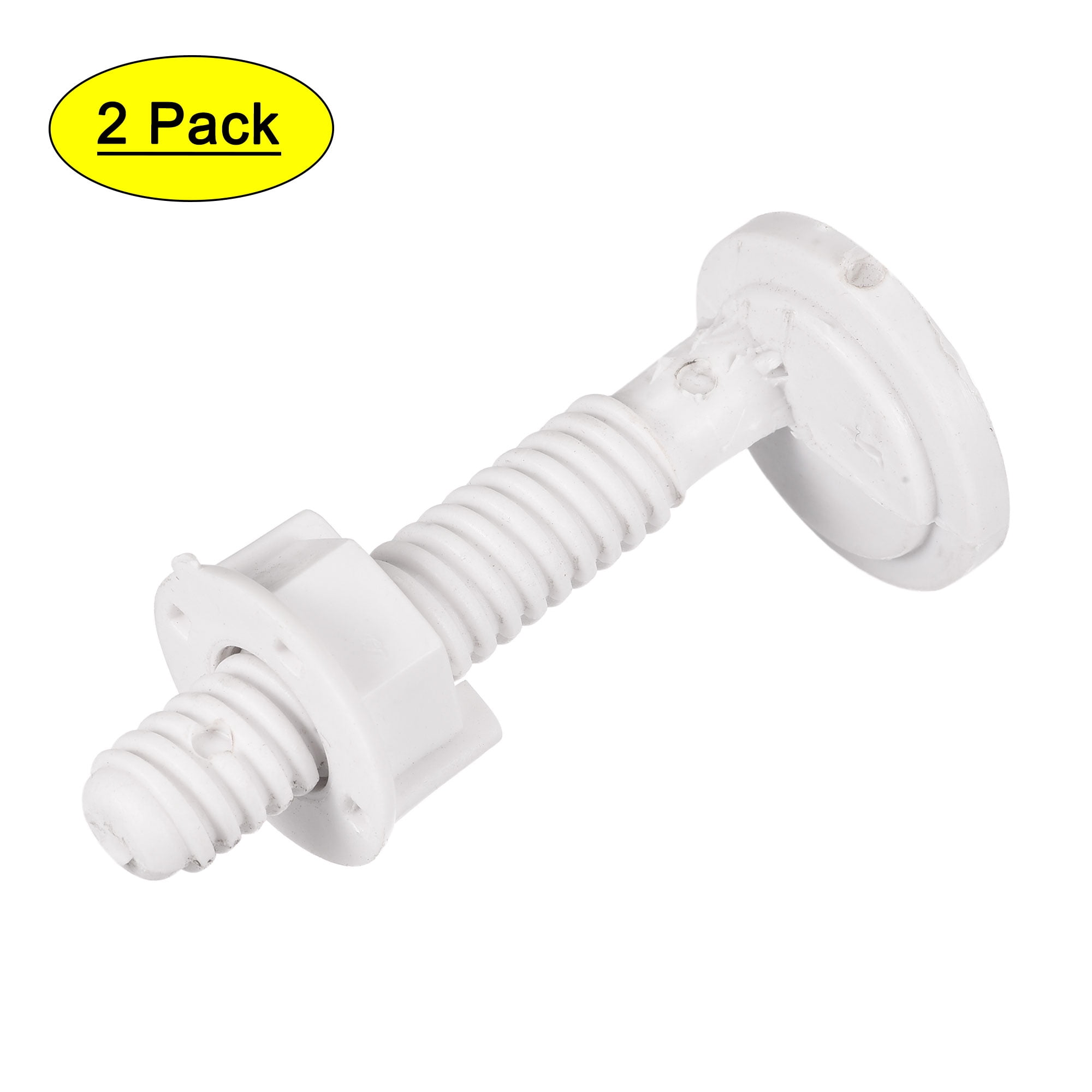 Uxcell 30mm x 67mm White Plastic Round Style Toilet Seat Hinge Bolt 2