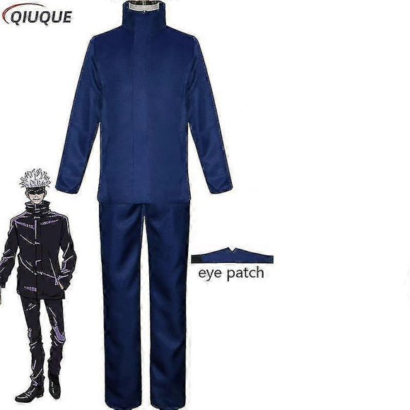 2023-Anime Jujutsu Kaisen Gojo Satoru Cosplay Costume Top Pants Eye Mask Halloween Party Men's Uniform Wig-R