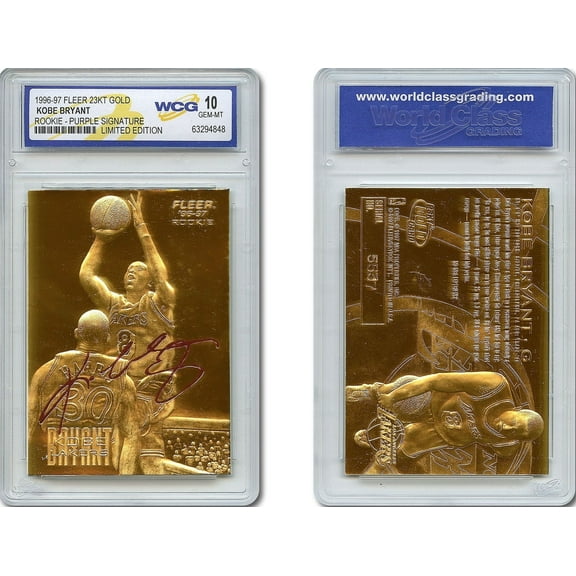 KOBE BRYANT 1996-97 Fleer Rookie Signature 23KT Gold Basketball Card Sculptured Gem Mint 10