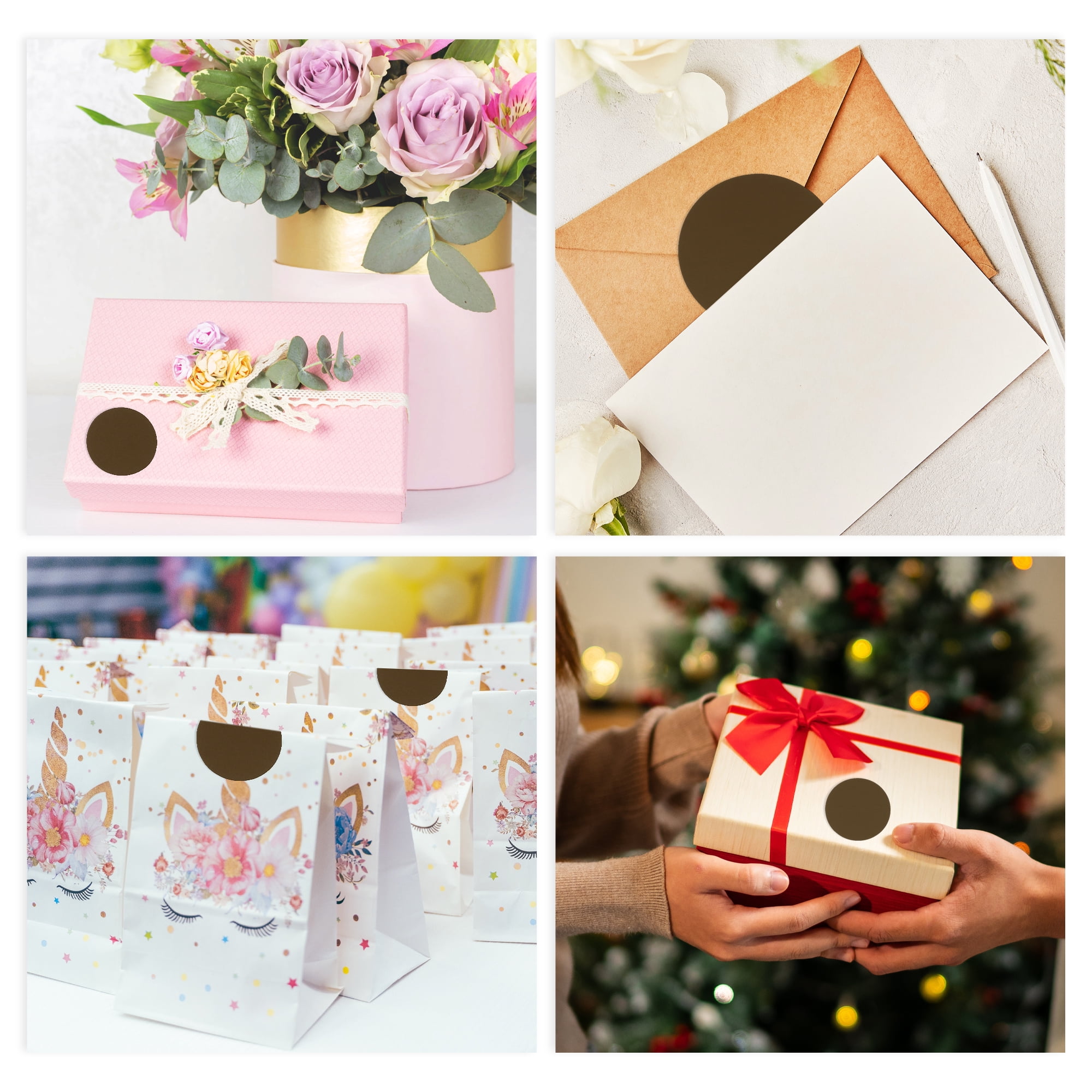Unique Bargains Mall Large Round Dots Gift Stickers 6PCS Brown