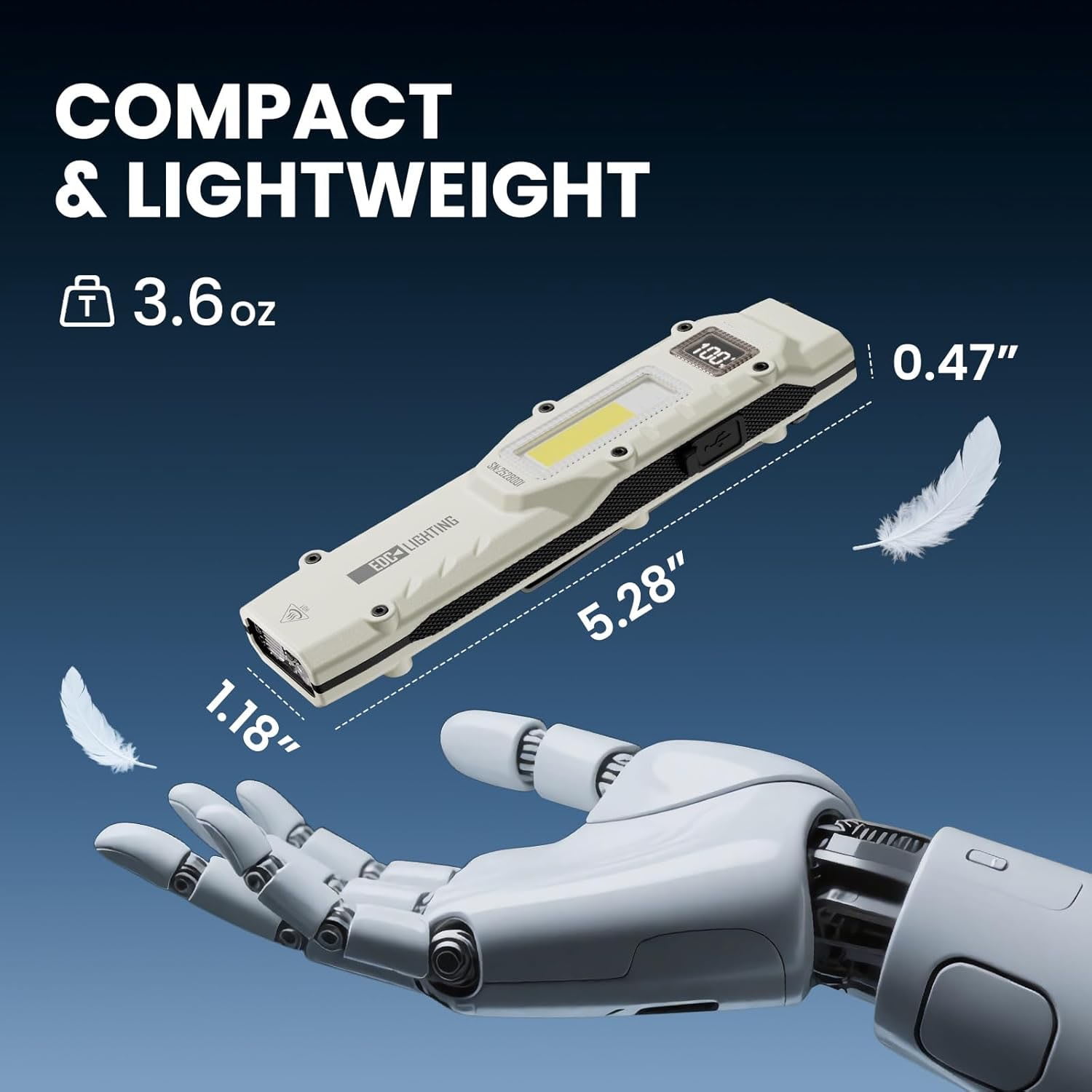 EDC Tactical Flashlight,Flat Flashlight Rechargeable High Lumen,LED Small Flashlight with Digital Display,Stainless Steel,13 Modes Pocket Flash Light for Home Emergency,Camping and Work Repair