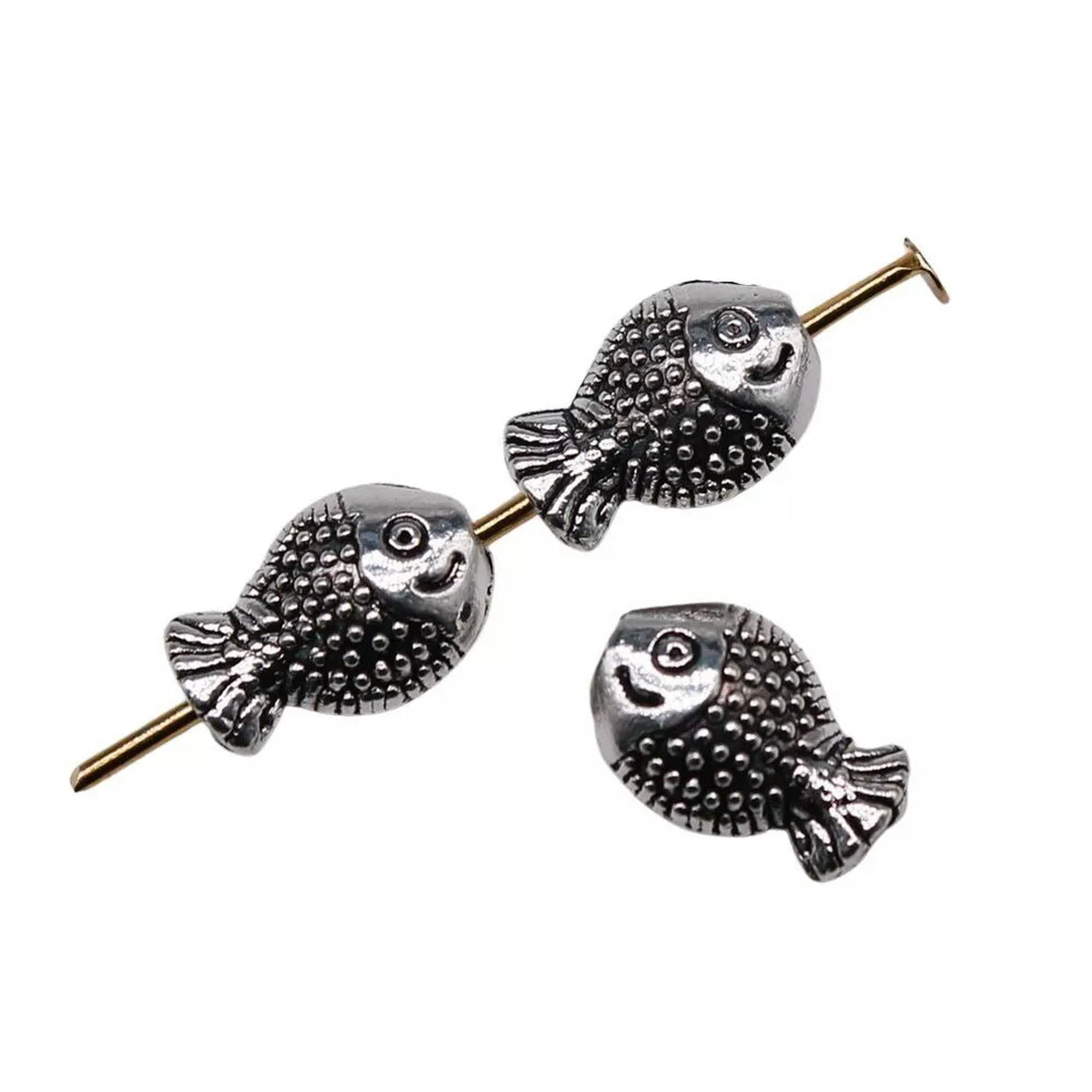 HOOUN 320 Pcs Antique Silver Fish Spacer Beads 12x7MM B16279