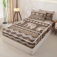 thumbnail image 2 of jejeloiu Earthy Elephant Zipper Twin Comforter Sets with Fitted Sheet and 2 Pillowcases,Boho Pattern Zipper Bedding Set For Boys,Brown Beige,Black Reversible,4 Pieces, 2 of 7