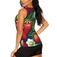 thumbnail image 3 of Xecao Strawberry2 print women's scoop neck, loose-fit workout tank tops for the gym., 3 of 9