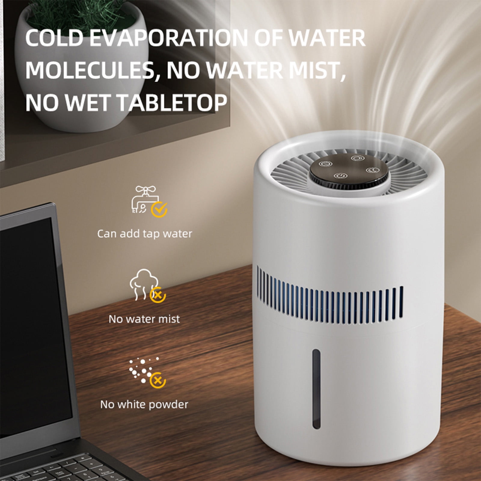 FHBVT 4L Large Cool Mist Humidifier, Purifier and Diffuser with Adjustable Mist Control, Removes Impurities, Ideal for Bedroom Office Living Room, with USB Power Supply, Ensures Optimal Air Quality