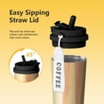 thumbnail image 3 of 18oz Travel Coffee Mug, 316 Stainless Steel Vacuum Insulated Tumbler with 2-in-1 Straw Lid & Strap, Wood Print, 3 of 6