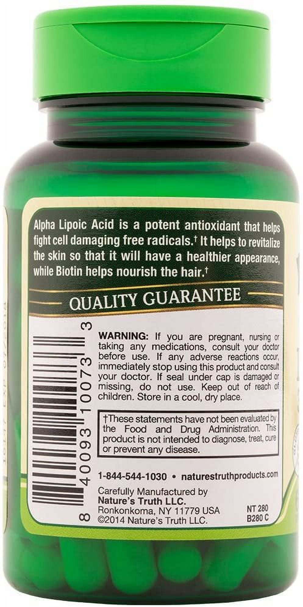 Nature's Truth Alpha Lipoic Acid 300mg w/ Biotin Optimizer, 60ct, 3-Pack