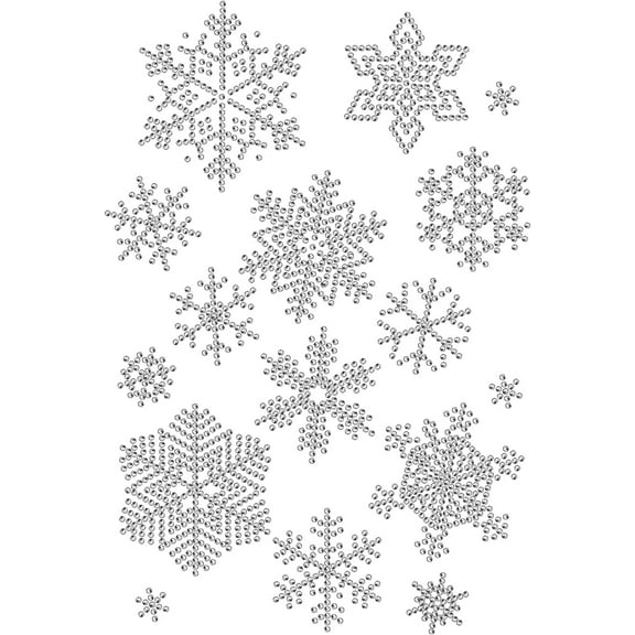 Snowflake Heat Transfer Rhinestones Snowflake Iron On Transfers Hotfix Transfer Decal Christmas Heat Transfers Silver White Rhinestone Patches Clothing Applique T-Shirt Vest Jacket Dress DIY Silver