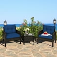 thumbnail image 1 of Gymax 3PCS Rattan Patio Conversation Furniture Set Yard Outdoor w/ Navy Cushions, 1 of 10
