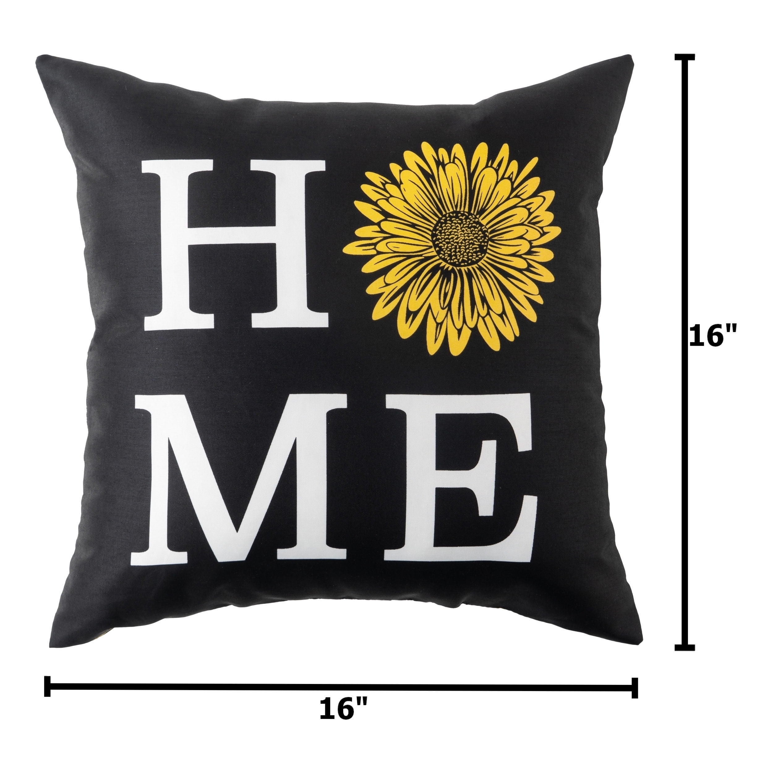 Mainstays Black Home Reversible Outdoor Throw Pillow 16 Inch Black White Novelty