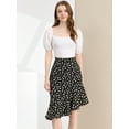 thumbnail image 3 of Unique Bargains Jupe Midi à Volants à Imprimé Floral Léopard pour Femme, Noir, m, 3 of 6