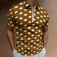 thumbnail image 2 of White And Brown Polka Dots Men Zipper T-shirt Summer Casual Short Sleeve T-shirt Top, 2 of 7