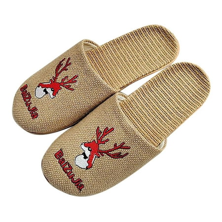 

Cathalem Women Men House Shoes Home Slippers Flip Flops Flax Embroidered Linen Women Slipper Socks with Grippers Size 9-11 Red 8