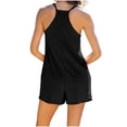 thumbnail image 4 of TAGOLD Womens Summer Jumpsuit,Women's Scoop Solid Neck Sleeveless Casual Short Jumpsuit Rompers With Pockets Black 8, 4 of 5