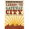 thumbnail image 5 of Laredo, Texas, Skyline and Sunburst Screenprint Style, (12x18 Wrapped Canvas, Wall Decor, Artwork), 5 of 5