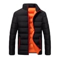 thumbnail image 6 of comerut Women Cotton Jacket Stand Collar Long Sleeve Thickened Cotton Coat Zipper Closure Side Pockets Outwear Warm Coat, 6 of 8