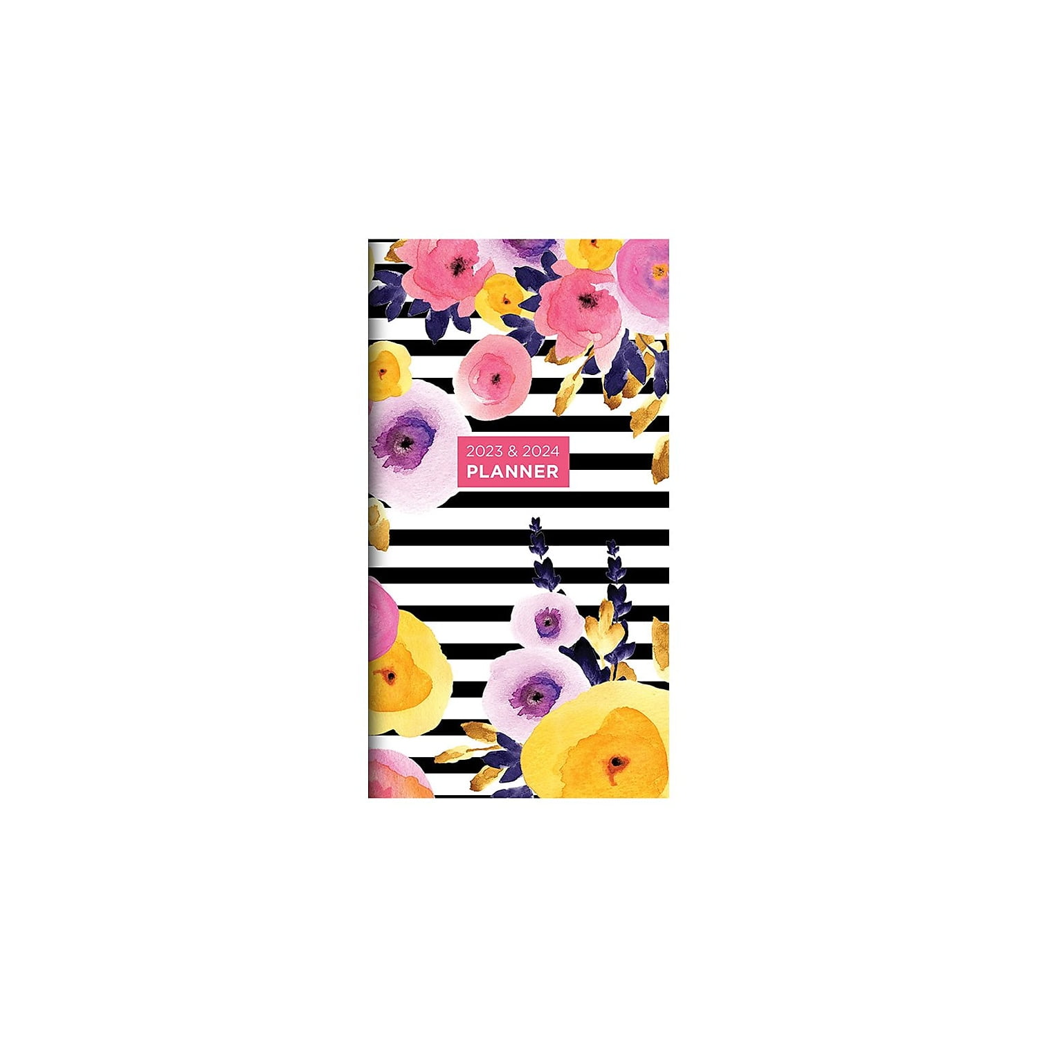 2023-2024 TF Publishing Striped Floral 3.5'' x 6.5'' Monthly Planner Multicolor (PKT-23-7042)