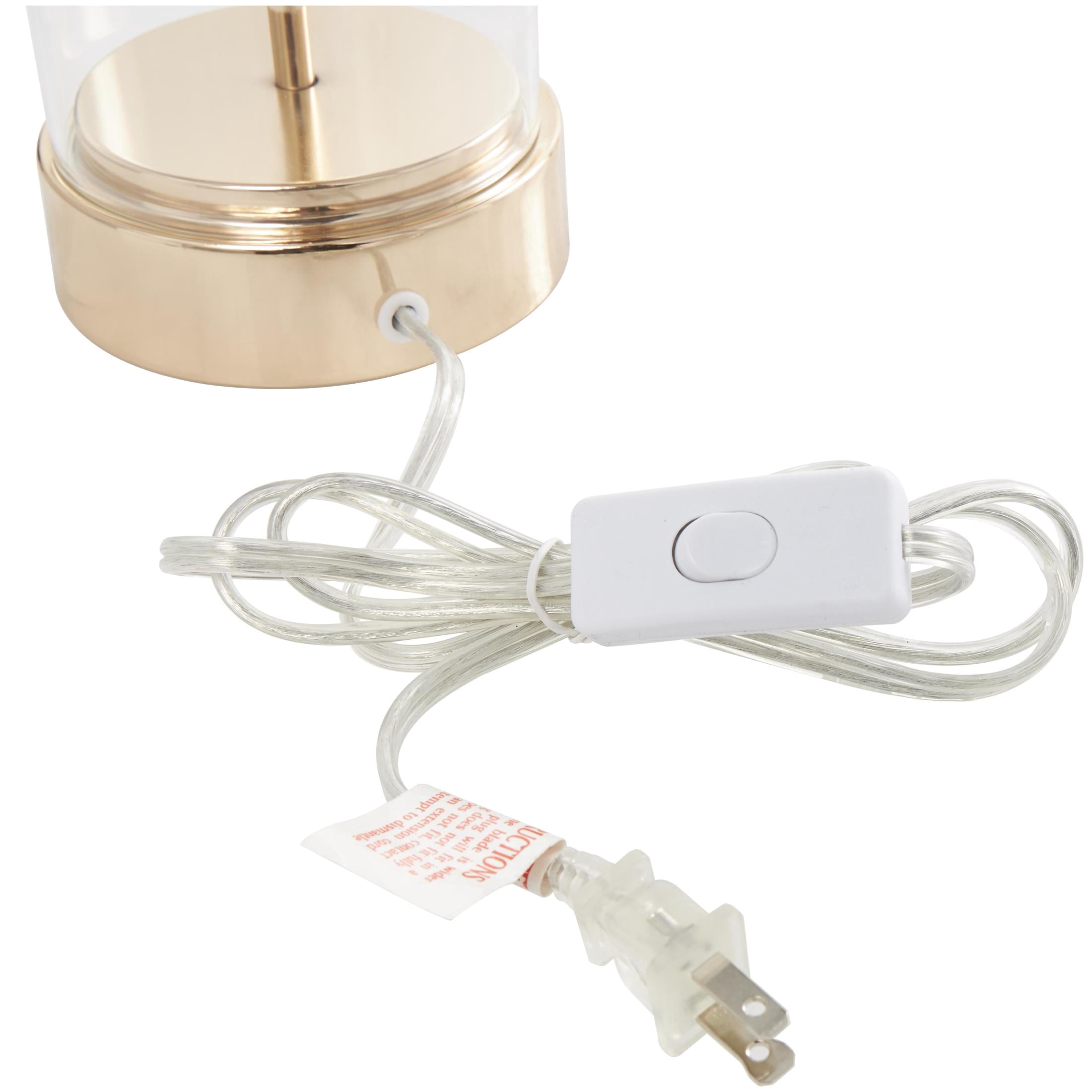 CosmoLiving by Cosmopolitan 25" Transparent Base Gold Table Lamp with Cream Linen Shade