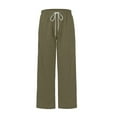 thumbnail image 6 of Dresfit Men's Wide Leg Sweatpants Baggy Uncuffed Trousers Heavyweight Drawstring Open Bottom Pants Long Loose Uncuffed Y2k Joggers with Pockets Army Green 2XL, 6 of 9