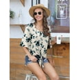 thumbnail image 5 of Anygrew Womens Tops Summer Blouses V Neck Batwing Sleeve Tops Tie Knot Chiffon Button Down Casual Blouse, 5 of 7