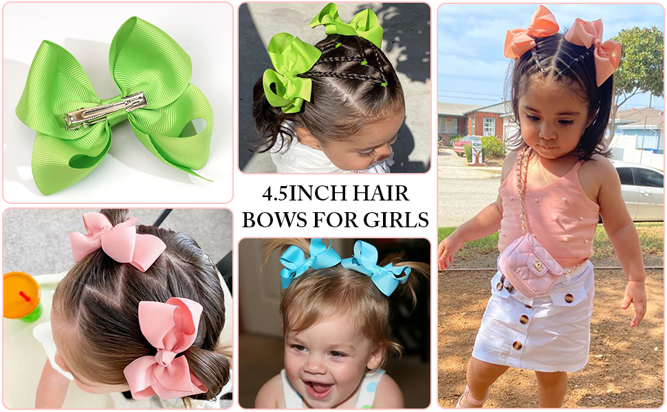 40Pcs 4.5 inch Baby Hair Bows Alligator Clips Grosgrain Ribbon Big Bows Clips For Girls Toddlers Kids Children 20 Colors In Pairs