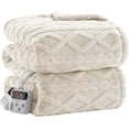 thumbnail image 1 of Eastvita 90x100-Inch Machine Washable Dual Control Electric Blanket - Premium/Stylish Thick Tufted Sherpa/Enhanced Heating System - King Size/White, 1 of 8