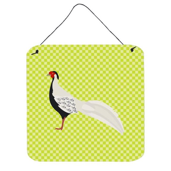 Silver Pheasant Green Wall or Door Hanging Prints, 6 x 6 in.