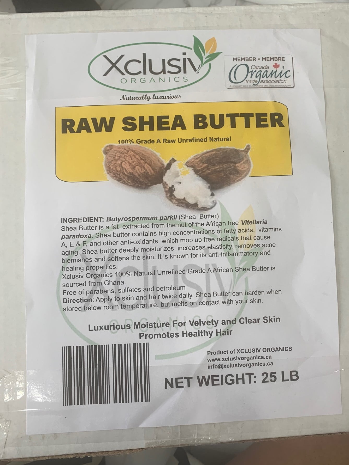 Shea Butter Xclusiv Organics Raw African Unrefined Shea Butter 25 LB
