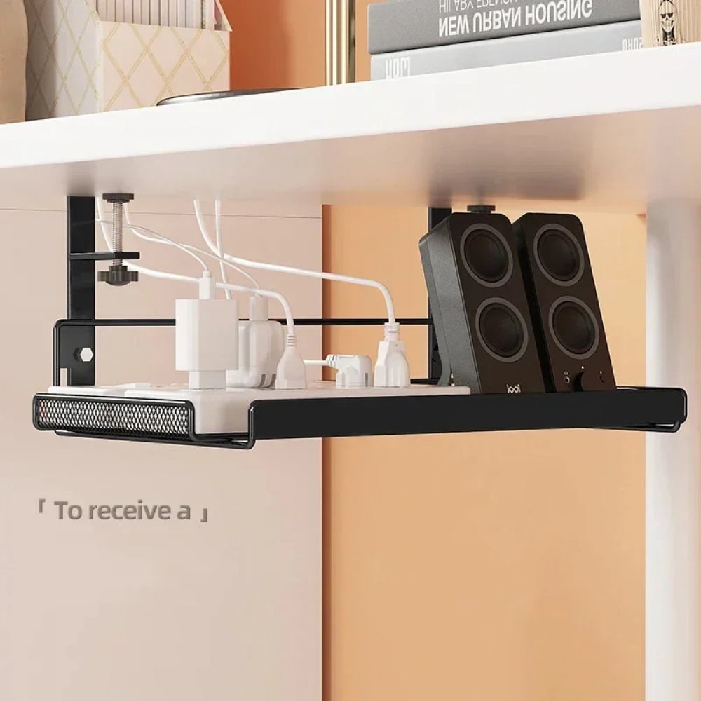 Under Desk Cable Management Tray 14.37 Inch No Drill Steel Desk Cable Organizers Wire Management Tray Cable Management Rack