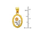 thumbnail image 3 of Wellingsale 14K Tri 3 Color Gold Polished Diamond Cut Ornate Flower Charm Pendant, 3 of 5