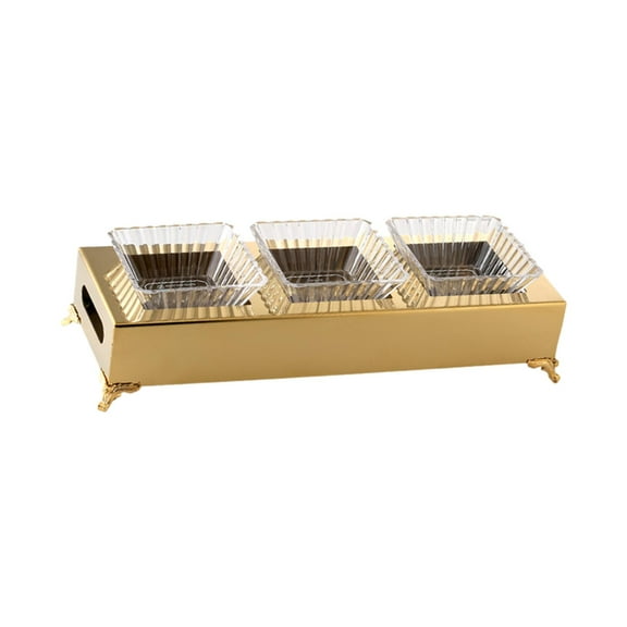 deevoka Divided Serving Tray Dried Fruit Salad Plate for Family Gatherings Apartment Gold