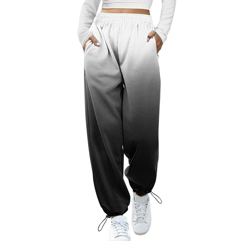 JDEFEG On Dress Pants for Women Business Casual Women Gradient Print Bottom  Sweatpants Pockets High Waist Sporty Gym Fit Jogger Pants Trousers Wool