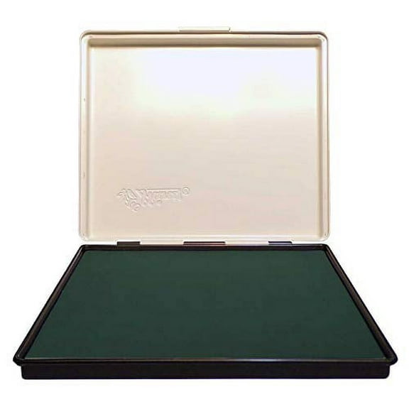 Extra Large 8" x 12" Industrial Rubber Stamp Ink Pad in Metal Case, Green Stamp Pad