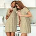 thumbnail image 4 of Rocae Damask Beige Tan Brown for Nightgowns for Women Sleep Shirts Short Sleeve Nightshirt Pullover Nightdress, 4 of 6