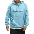 thumbnail image 5 of Dwelliawo Cargo Hoodies for Men Tactical Sweatshirts 1/4 Zip Cargo Pullover Autumn Fashion Workout Sweatshirts with Pockets Light Blue XL, 5 of 5