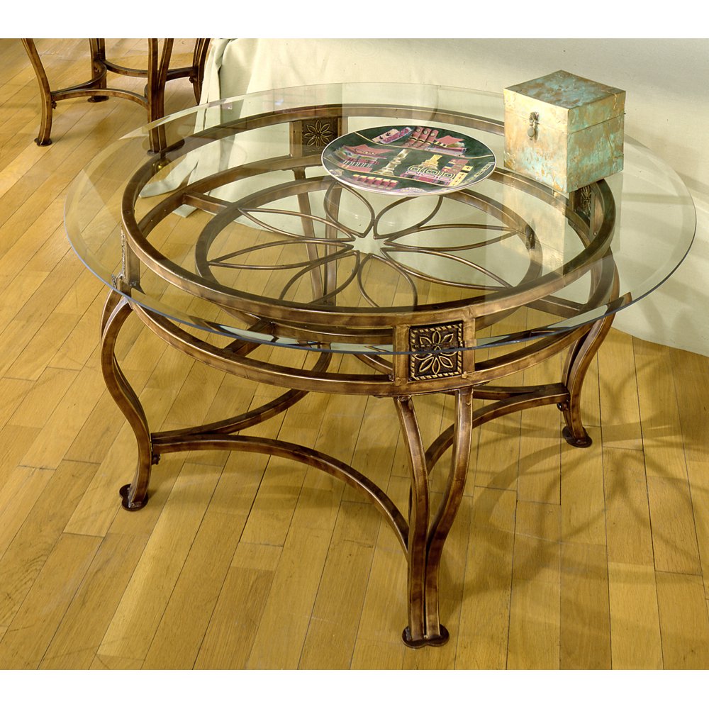 Hillsdale Furniture Scottsdale Metal 39" Round GlassTop Coffee Table