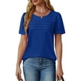 thumbnail image 3 of UVN Short Sleeve Blouse for Women Summer Dressy Casual Crewneck Shirt Pleated Tunic Tops, 3 of 9