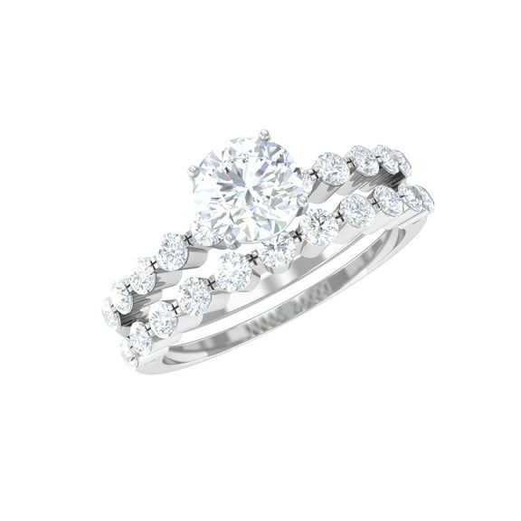 Rosec Jewels Moissanite Bridal Ring Set for Women, Moissanite Wedding Ring Set, Certified Moissanite Ring Set, Moissanite Ring Set, 925 Sterling Silver, US 4.00