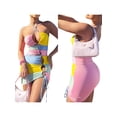 thumbnail image 6 of Liacowi Women Sleeveless Graphic Printed Ruched Wrapped Mini Dress Cut Out Bandage Bodycon Short Dress Aesthetic Streetwear, 6 of 8
