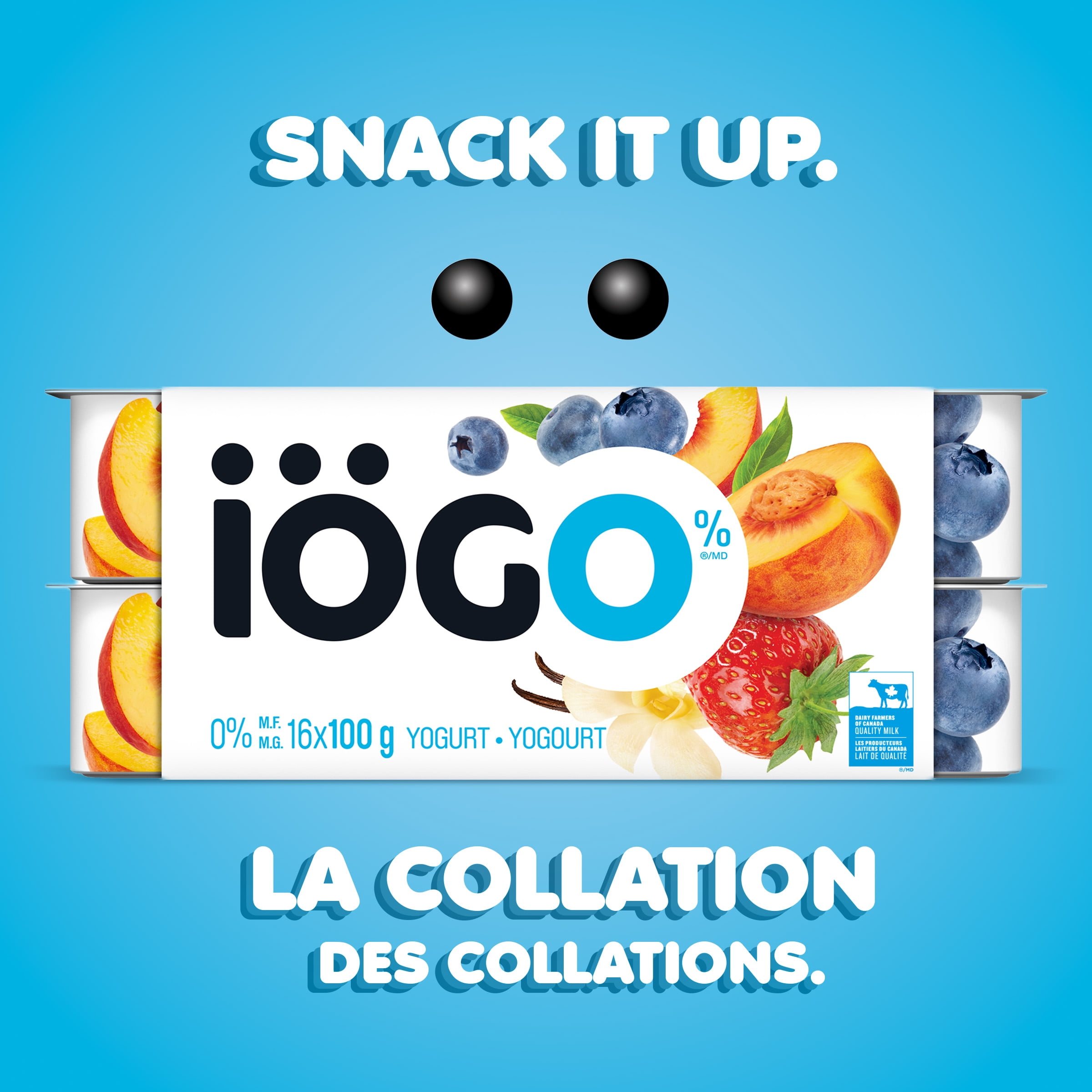 iÖGO Strawberry/ Blueberry/Peach/Vanilla Fat Free Yogurt Cups 0%