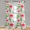 thumbnail image 2 of Jungle Boho Window Curtains, Simple Design Garden Scene Chrysanthemum Pattern Leaves Greenery, Lightweight Decor 2-Panel Set with Rod Pocket, Pair of - 28"x95", Dark Pink Rose Fern Green, by Ambesonne, 2 of 3