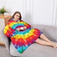 thumbnail image 5 of Oversized Wearable Blanket Hoodie,Rainbow Tie Dye Circular Pattern Sherpa Blanket Hoodie with Super Pockets,Super Warm Fuzzy Pullover for Women & Men, 5 of 6