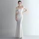 thumbnail image 5 of Vestido de satén ajustado con hombros descubiertos y cola de pez para cenas de celebridades, largo, para desfiles de modelos de autos y bodas, 5 of 5