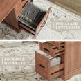 thumbnail image 5 of 67'' Farmhouse L Shape Desk with File Drawers and Charging Station for Home Office, Cherry Brown, 5 of 9