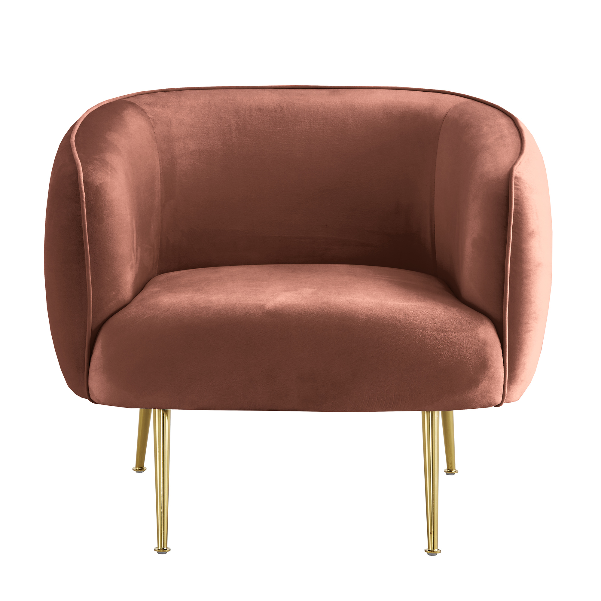 Ember Interiors Cuno Brass Finish Velvet Upholstered Accent Chair, Blush Pink