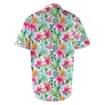 thumbnail image 4 of OIOLOYJM Mens Button Down Shirt Short Sleeve Summer Hawaiian Tropical Lounge Beach Shirts Trendy Casual Relaxed Fit Stretch T Shirts with Pocket Pink 2XL, 4 of 5