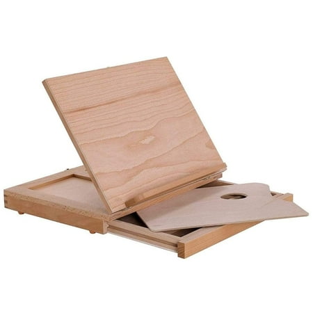 KINGART® Studio Wooden Tabletop Easel with Storage Drawer, Adjustable, Wood Palette, Natural Finish
